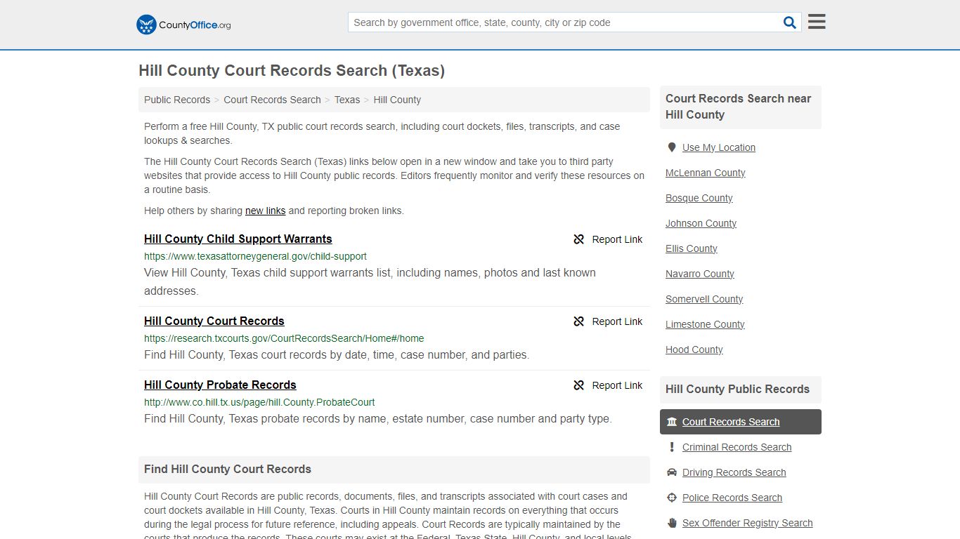 Hill County Court Records Search (Texas) - County Office